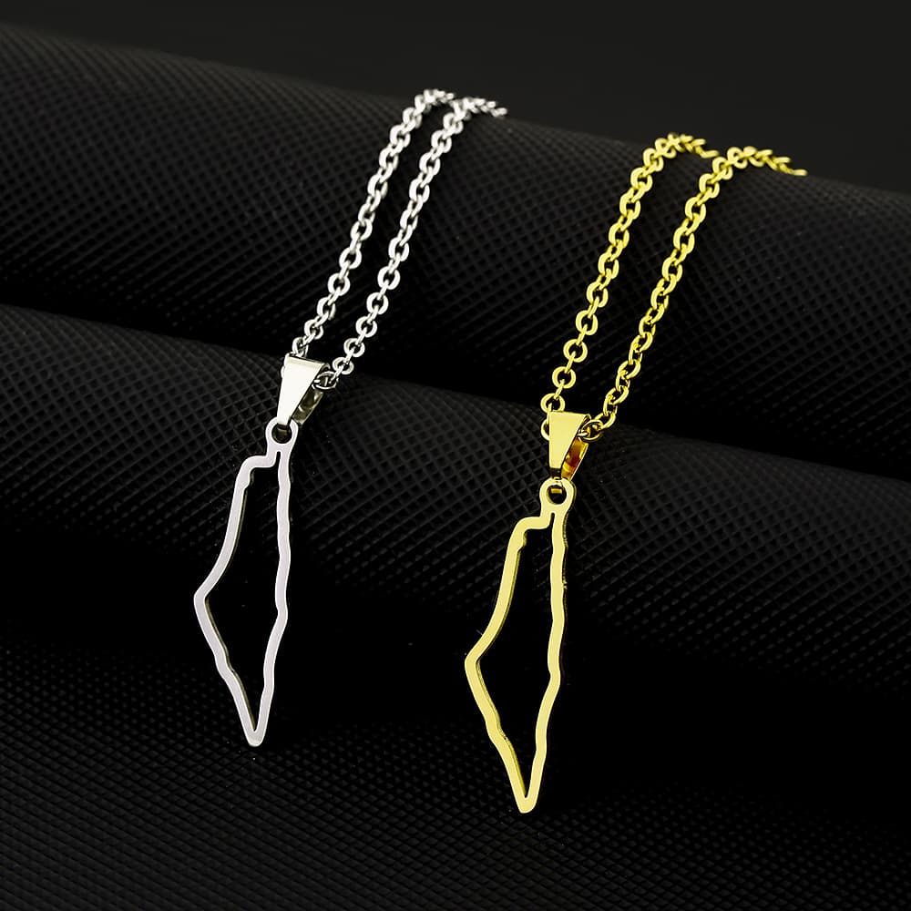 hot selling Israel hollow map titanium steel pendant necklace men and women couple fashion Accessories