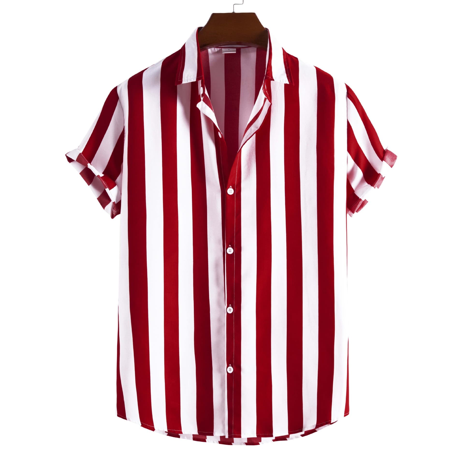 Men's Fashion Casual Short Sleeve Printed Stripe Shirt