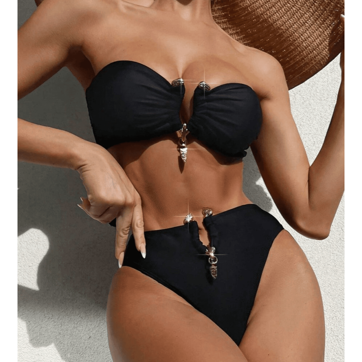 IG Celebrity Style Metal Decoration Starfish Shell Bikini Sexy Bikini Women's Swimsuit