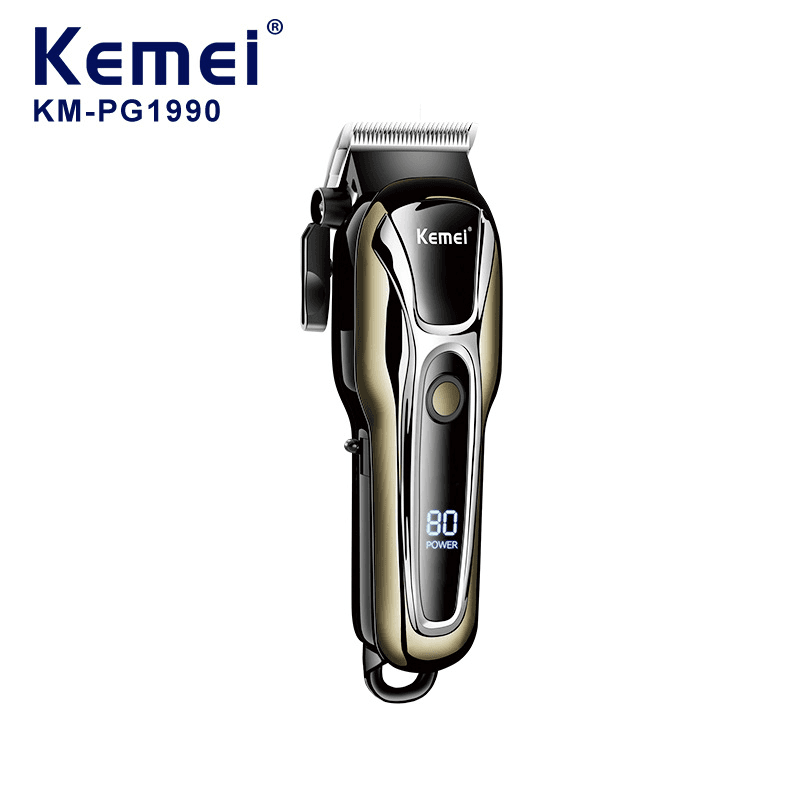 KM-1990PG Professional Hair Clipper - High Power Cordless Trimmer With LCD Display & USB Charging For Salon & Home Use