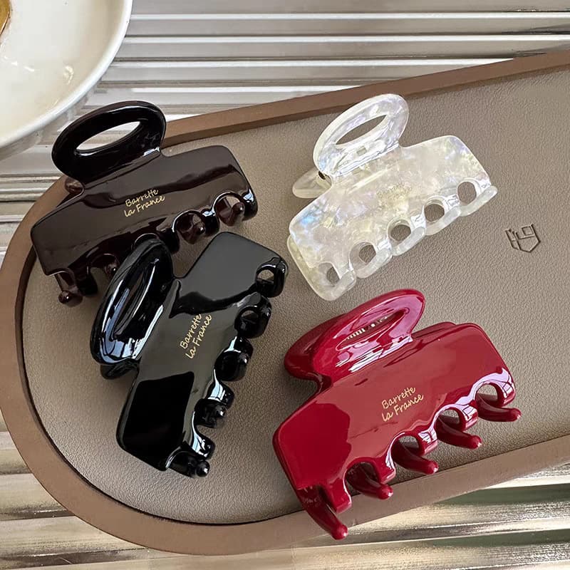 South Korea France elegant letter acetate grip light luxury fashion style back head updo shark clip hair accessories