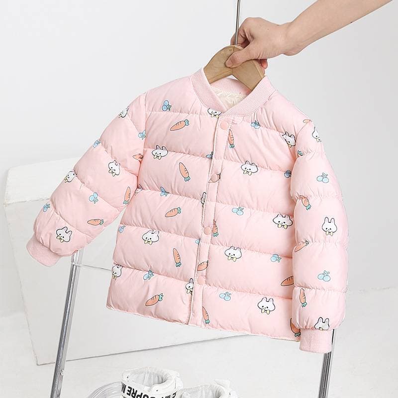 Children's Clothing Girls And Children's New Round Neck Thick Padded Outerwear Warm Padded Jacket