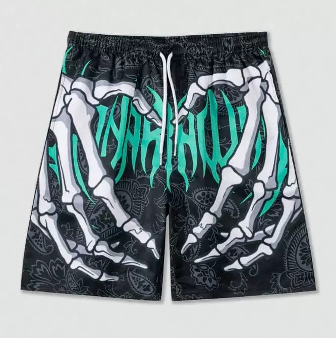 Elastic Waist Jogging Shorts Swim Trunks Board Shorts Summer New Beach Shorts With Hand 3D Print Y2k Shorts For Men