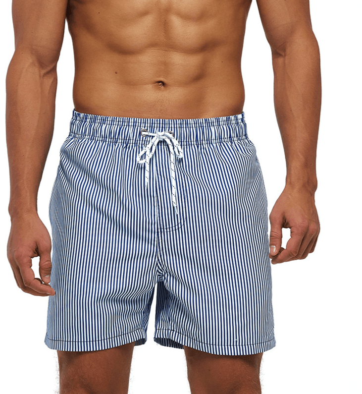 best-selling Beach Pants Vertical Stripes Men's Swimming Trunks Quick-drying Four-point Shorts Cross-border Casual Pants Hot Spring Swimming Trunks