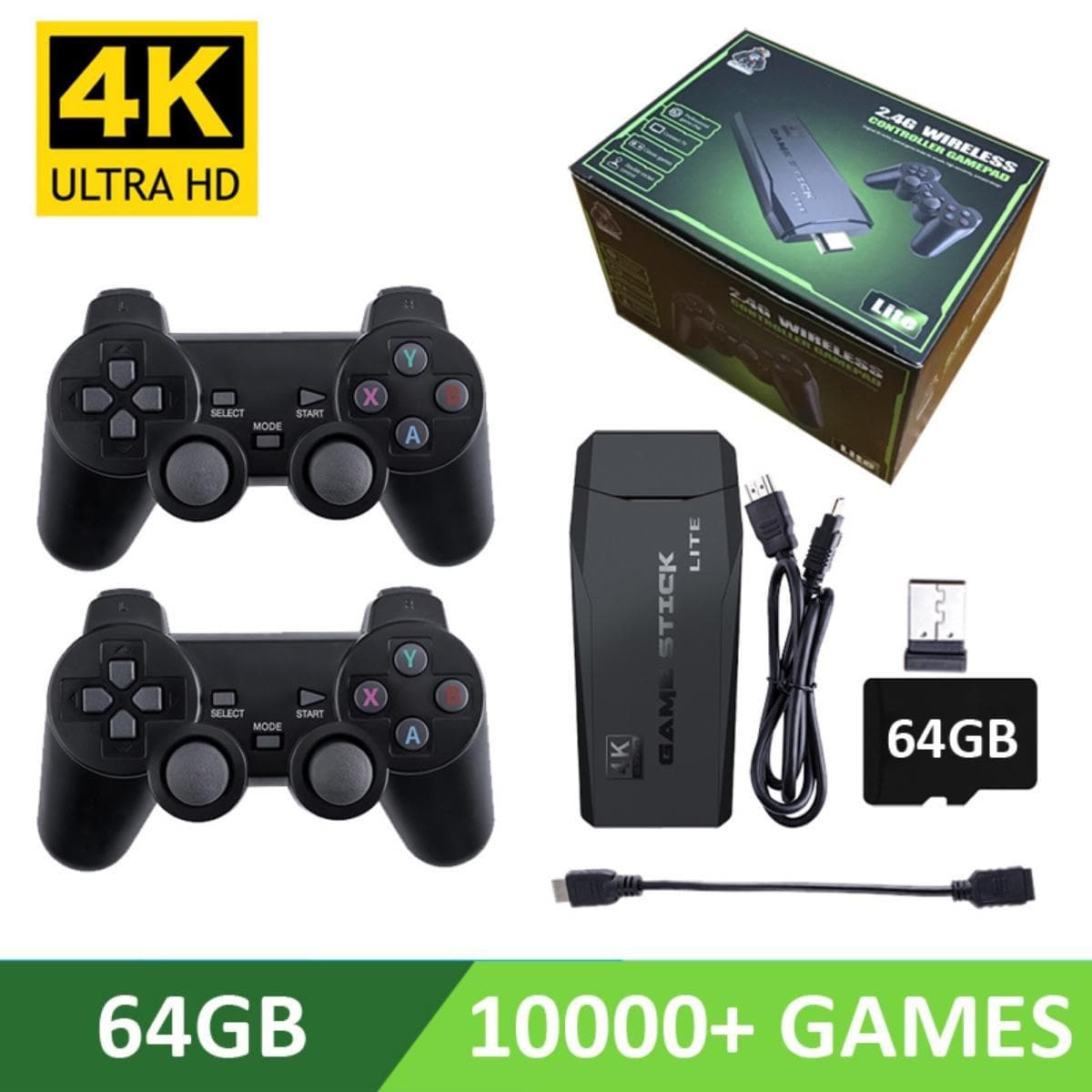 Video Game Console 64G Built-in 10000 Games Retro handheld Game Console Wireless Controller Game Stick For Best Kid Xmas Gift