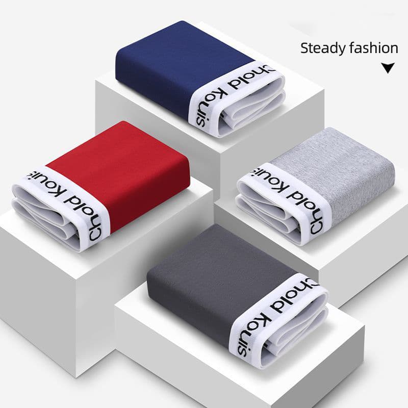 Men's Underwear, High-end Antibacterial Boxer Briefs, Trendy Men's Boxer Briefs, Large Size, Soft Solid Color Boxer Briefs