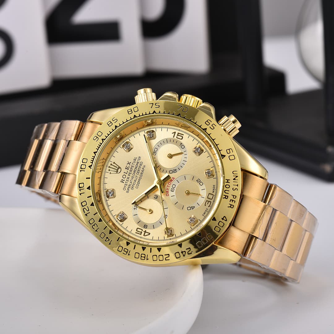 Montre de luxe pour homme Rolex, style business, à six aiguilles et cadran classique à trois sous-cadrans.