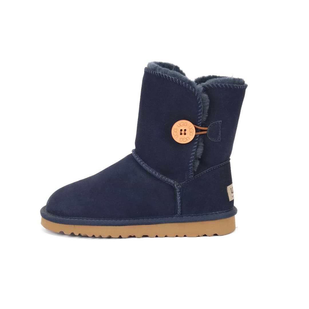 Bottes de neige pour femmes avec boucles en bois, en cuir véritable, polyvalentes, chaussures d'écolière, bottes épaisses doublées de fourrure.