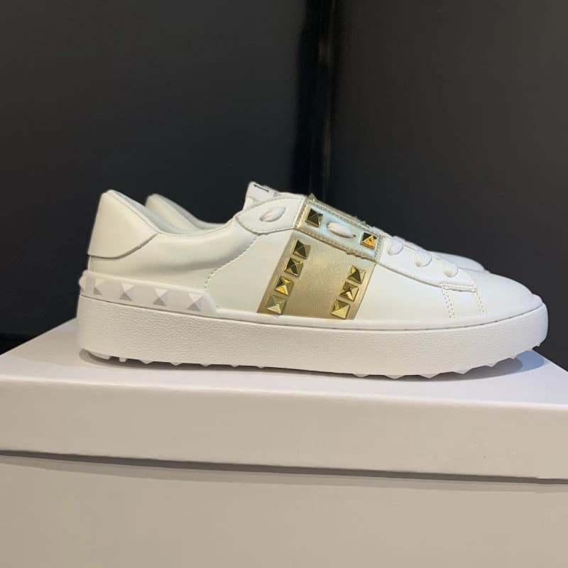 Warren V Home – petites chaussures blanches à clous dorés rivetés pour femmes et Couples, chaussures tendance pour hommes, décontractées et po