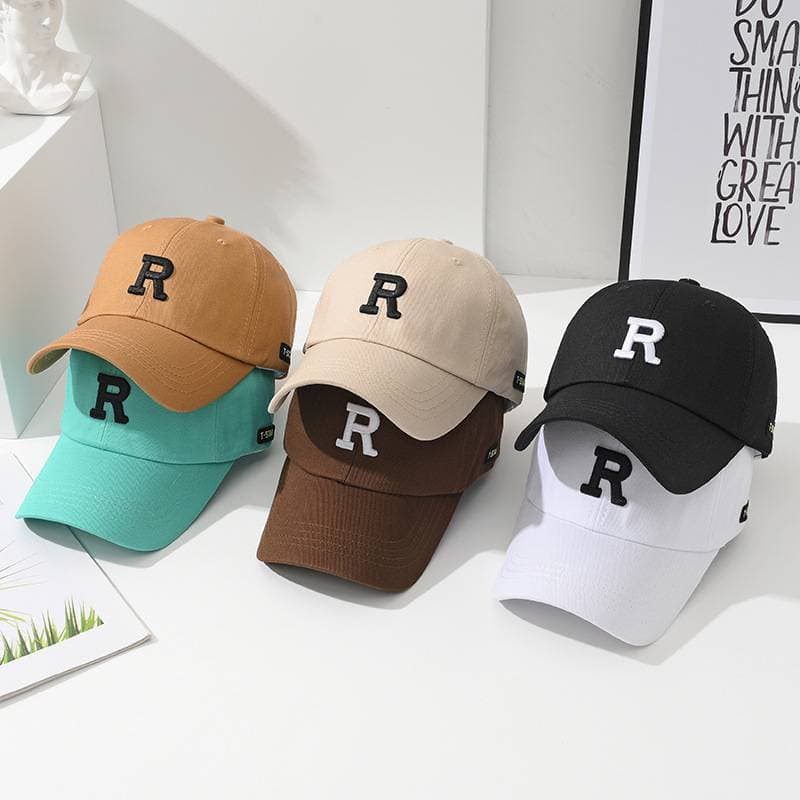Korean Embroidered Alphabet Baseball Hat for Men and Women, Minimalist Sunshade Display Face, Small Duck Tongue Hat, 2024 Trendy and Versatile Hat