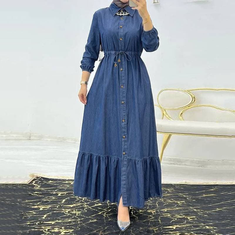 Women's Clothing Round Neck Long Sleeved Dress