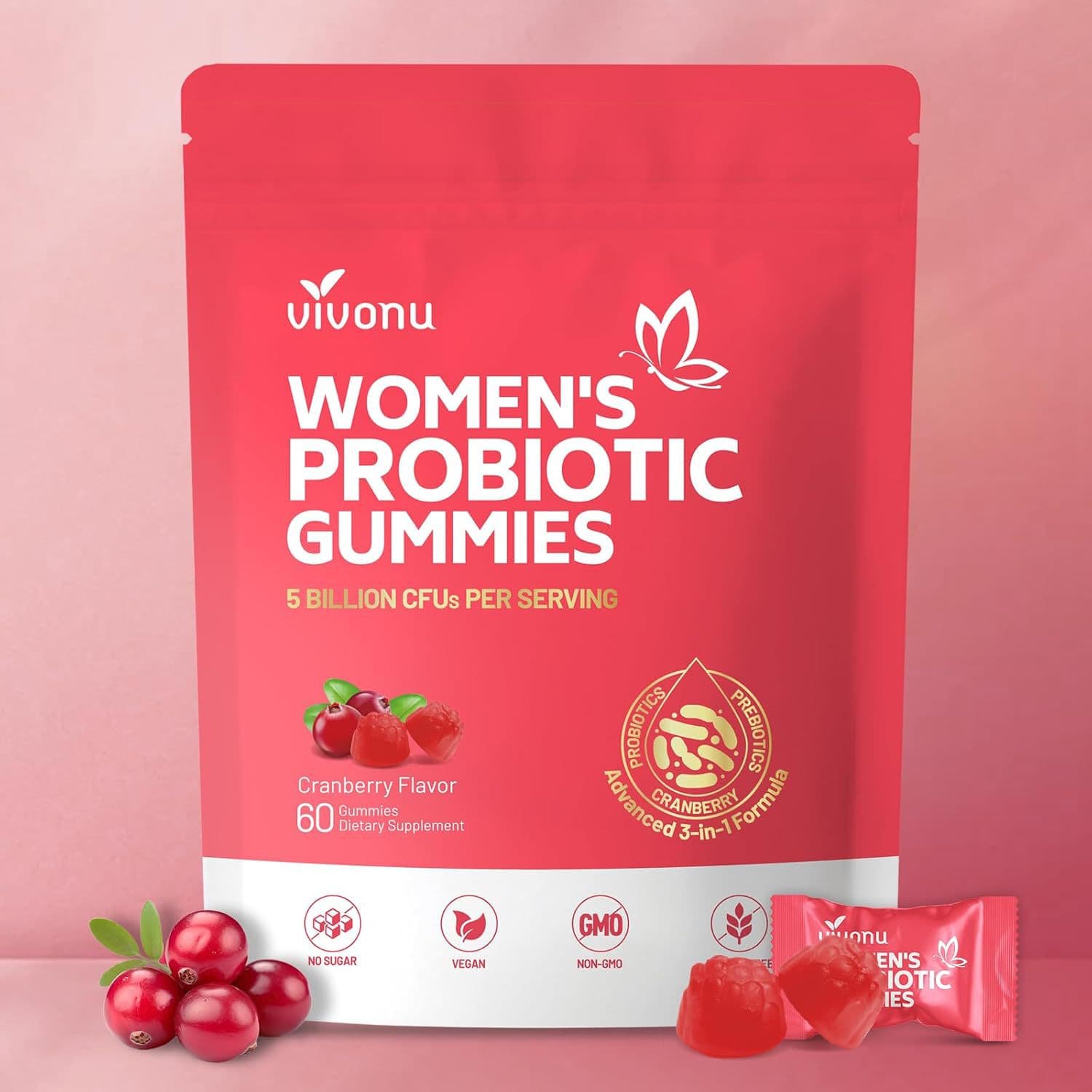 Cranberry Probiotic Gummies - 60 Count, Body Odor Target