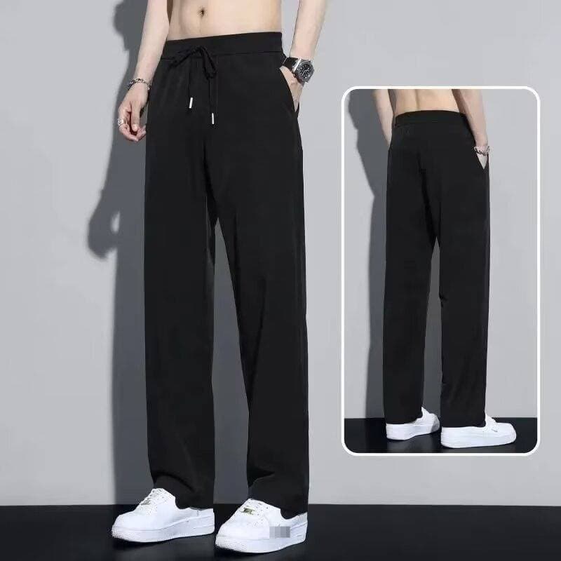​​Korean Style Men's Casual Pants - Loose Fit Retro Wide Leg Trousers, Trendy Streetwear & Sporty Comfort​​