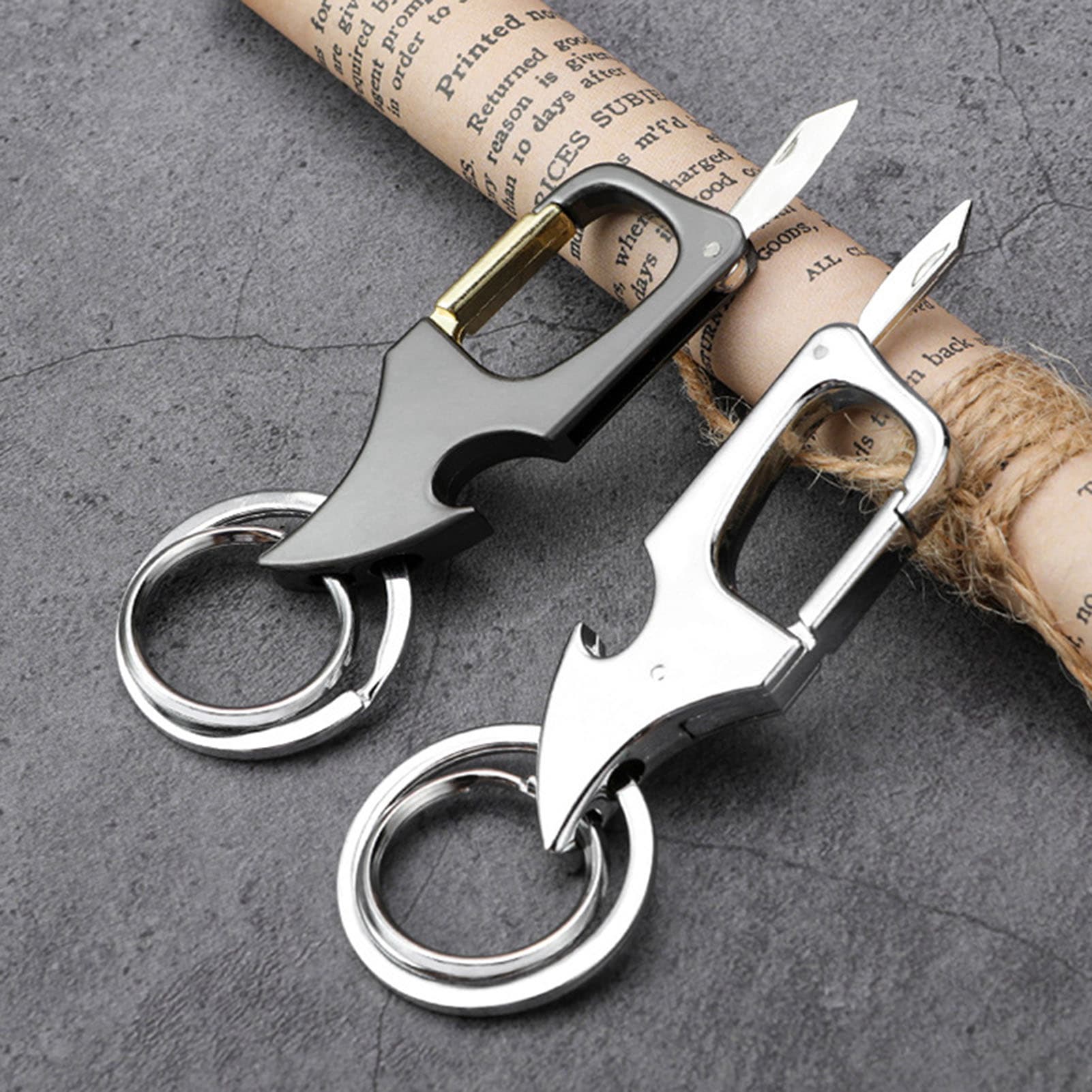 Shuosbai Key Chain Multifunctional Foldable Small Reusable with Mini Cutter Bottle Opener Gift Men Key Ring Hanging Pendant Daily Use