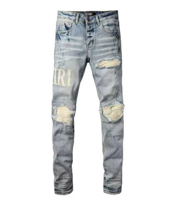 Jean vintage neuf et usé brodé avec legging slim élastique