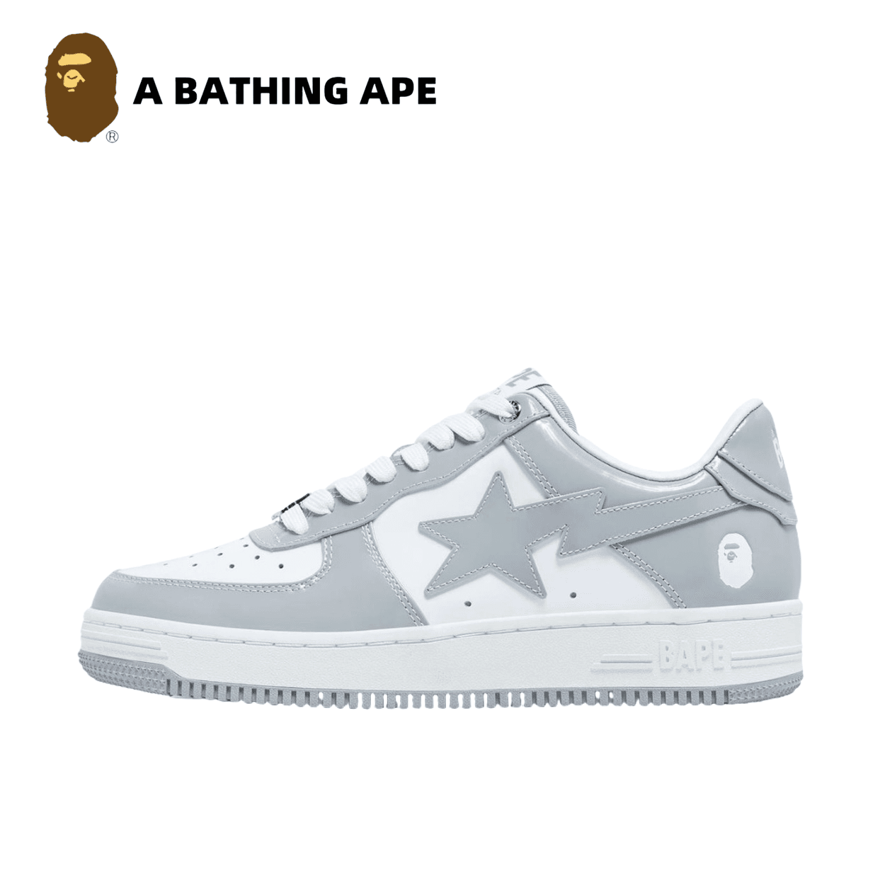 A BATHING-APE Classic Lacquer Leather Double Splicing Trendy Fashion Board Shoes Air Force No.1 Board Shoes Men's And Women's Same Style