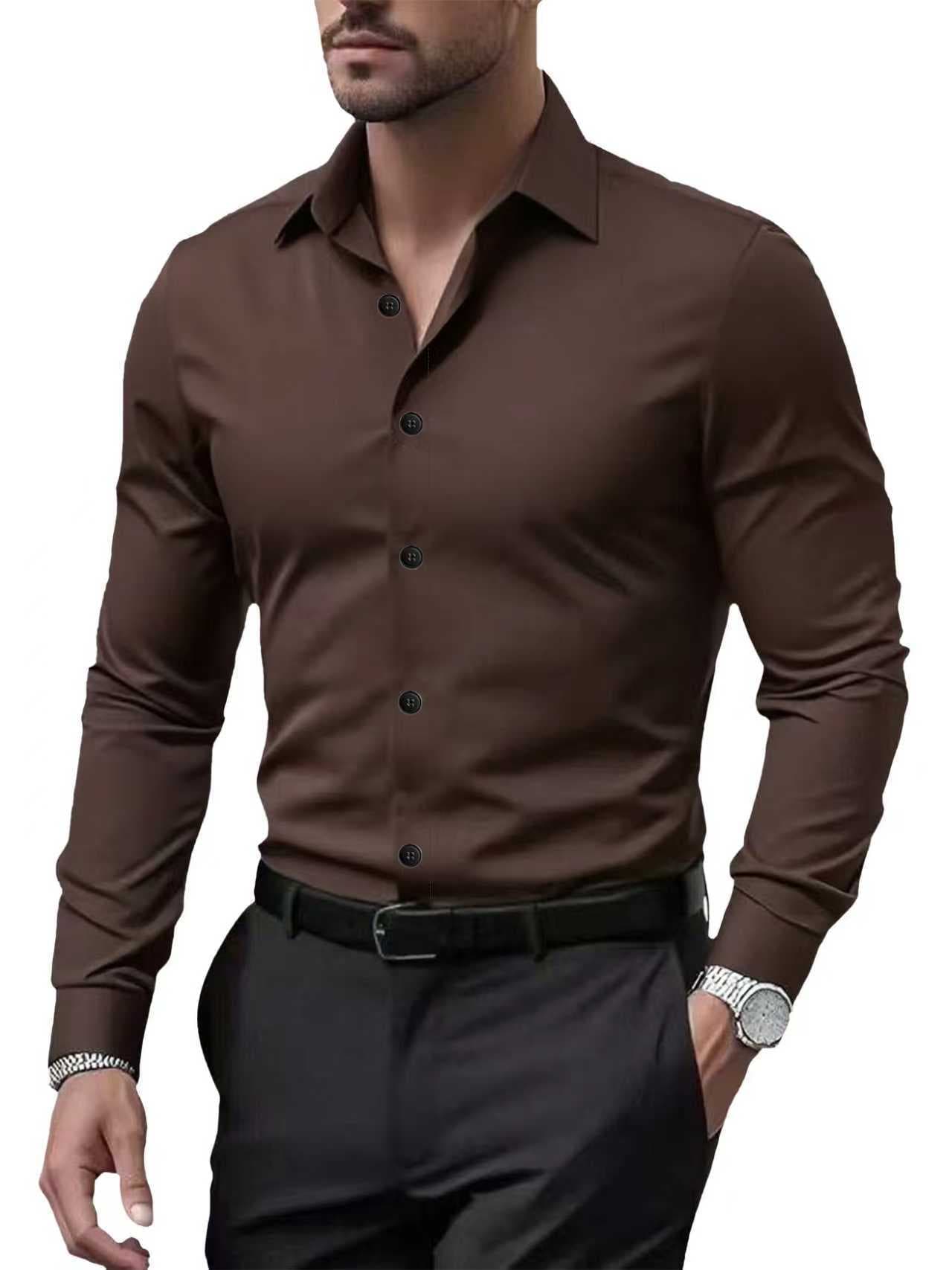 Chemise blanche à manches longues pour homme, vêtement de travail, coupe slim, grande taille, style professionnel, printemps et automne