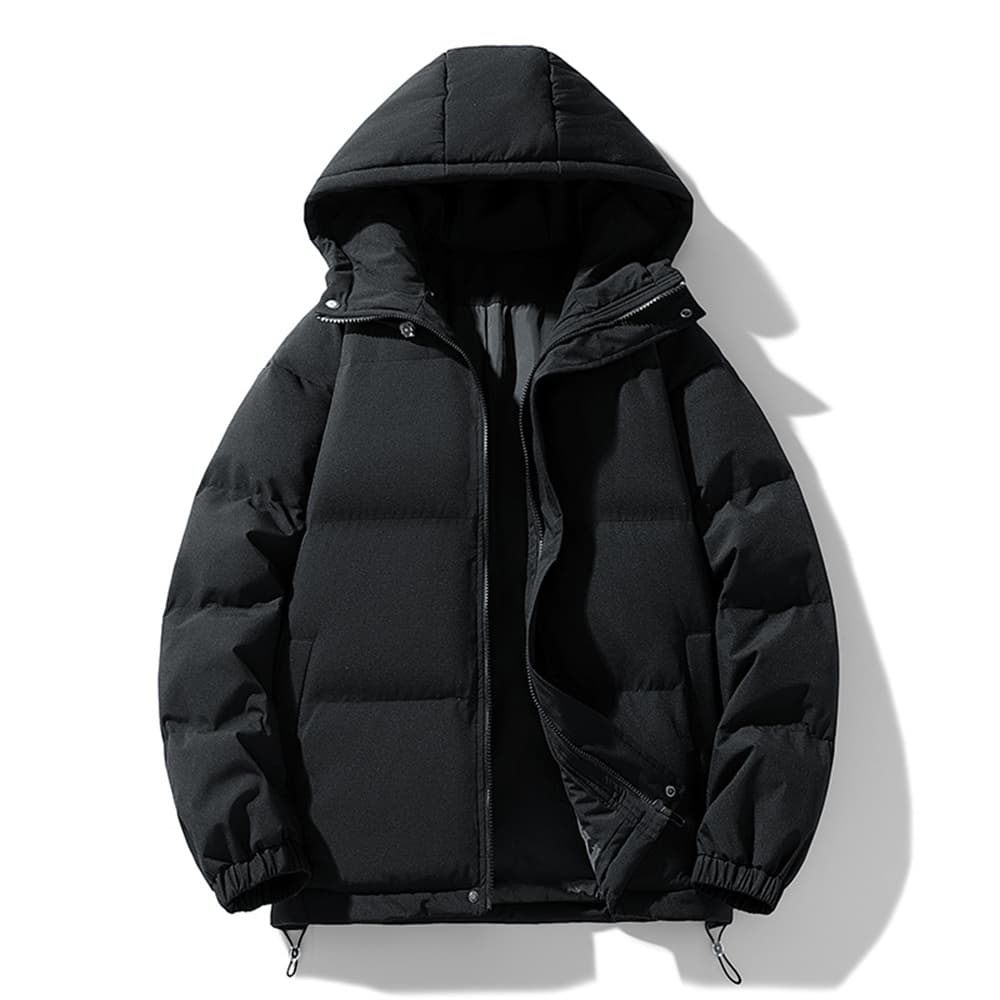 2026 Fashion Wintercoat Women/Men 100% Polyester Pure Color Long Sleeve Casual Loose Keep Warm Zipper Hooded Cotton-Padded Jacket