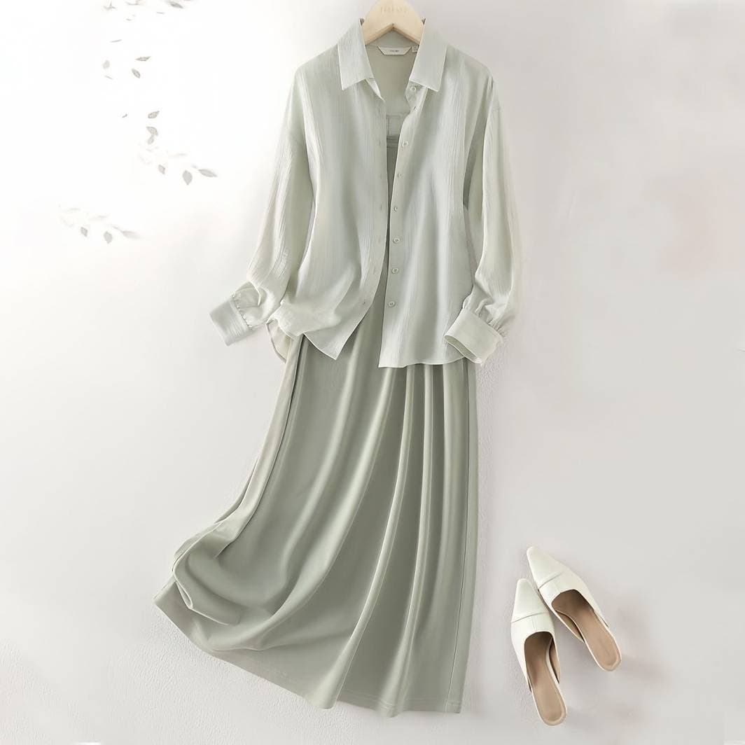 [Cotton Linen] Women's Clothing Casual Design Sun Protection Shirt Suit Women's Seaside Vacation Suspender Dress