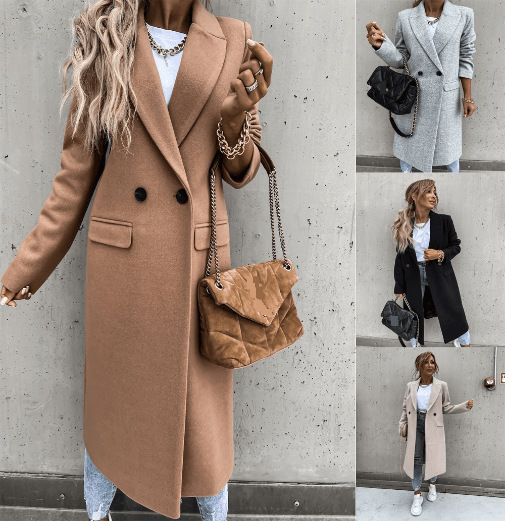 Women's Long Suit Collar Woolen Coat Coat