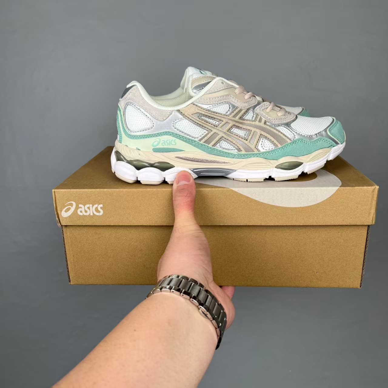GEL_NYC Pure Original Nouveau Style Chaussures de course basses bleues en maille patchwork résistante à l'usure, respirantes et amortissantes.