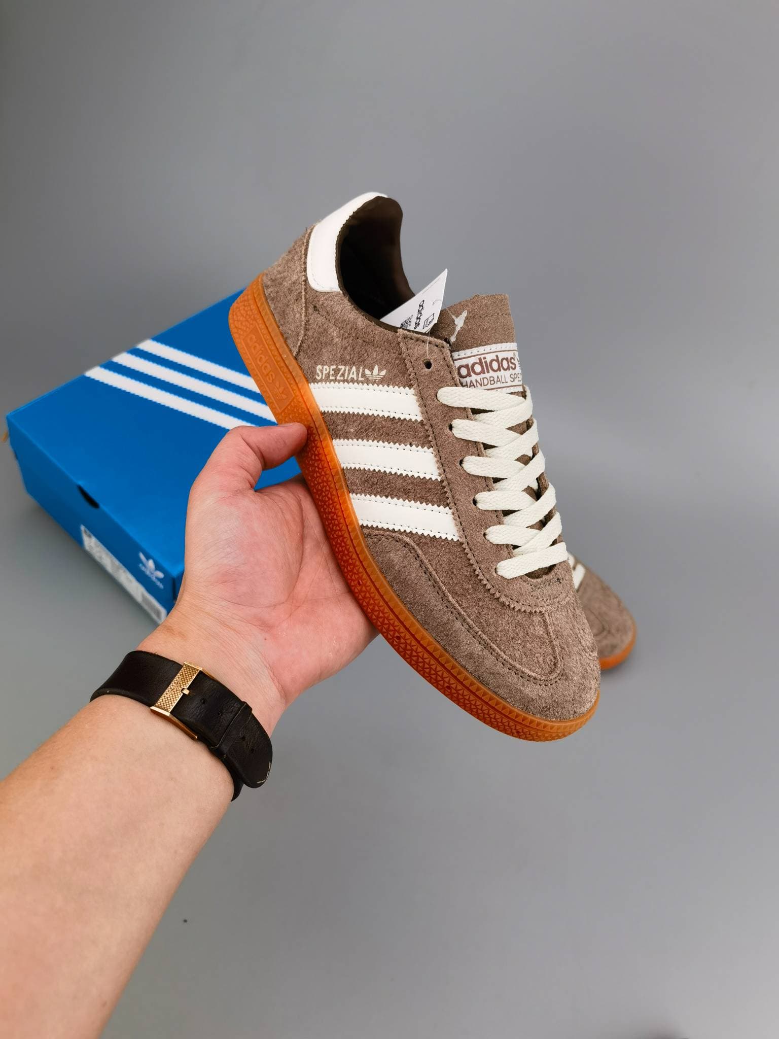 Baskets Sporty & Rich X Handball Spezial Collab en daim marron à semelle gomme, style rétro, basses, chaussures de marche décontractées, unisexes