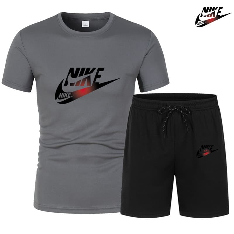 Ensemble de sport décontracté d'été pour hommes, T-shirt à manches courtes + short, deux pièces, élastique et respirant, ensemble d'entraînem