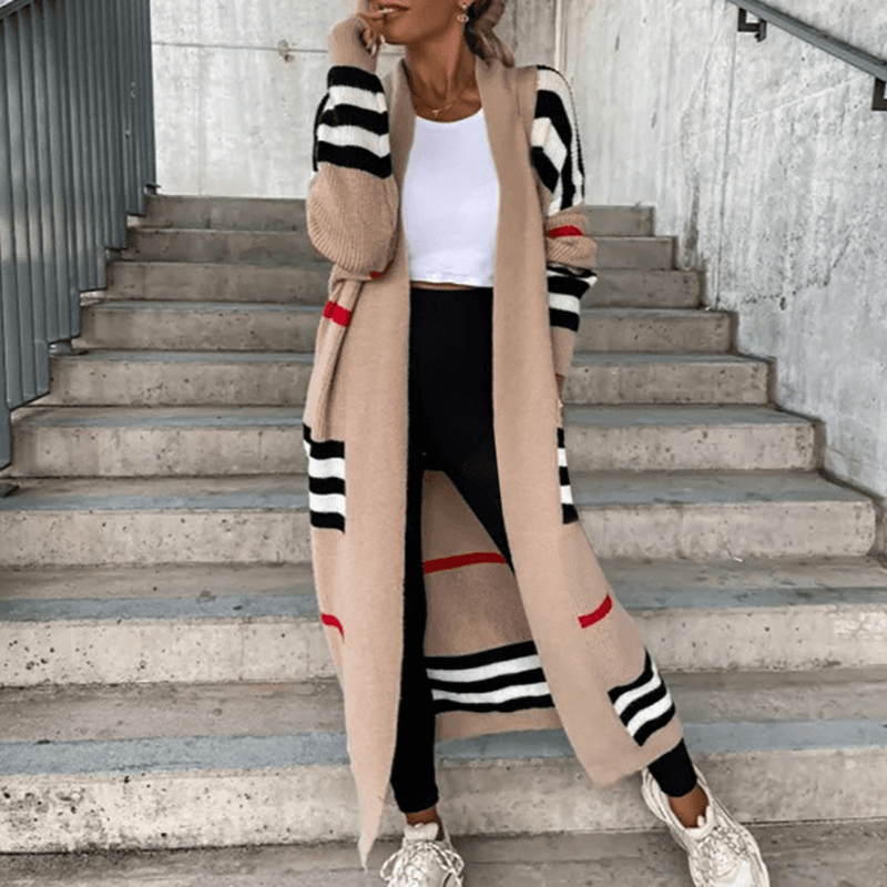 Women's Cardigan Striped Knit Sweater