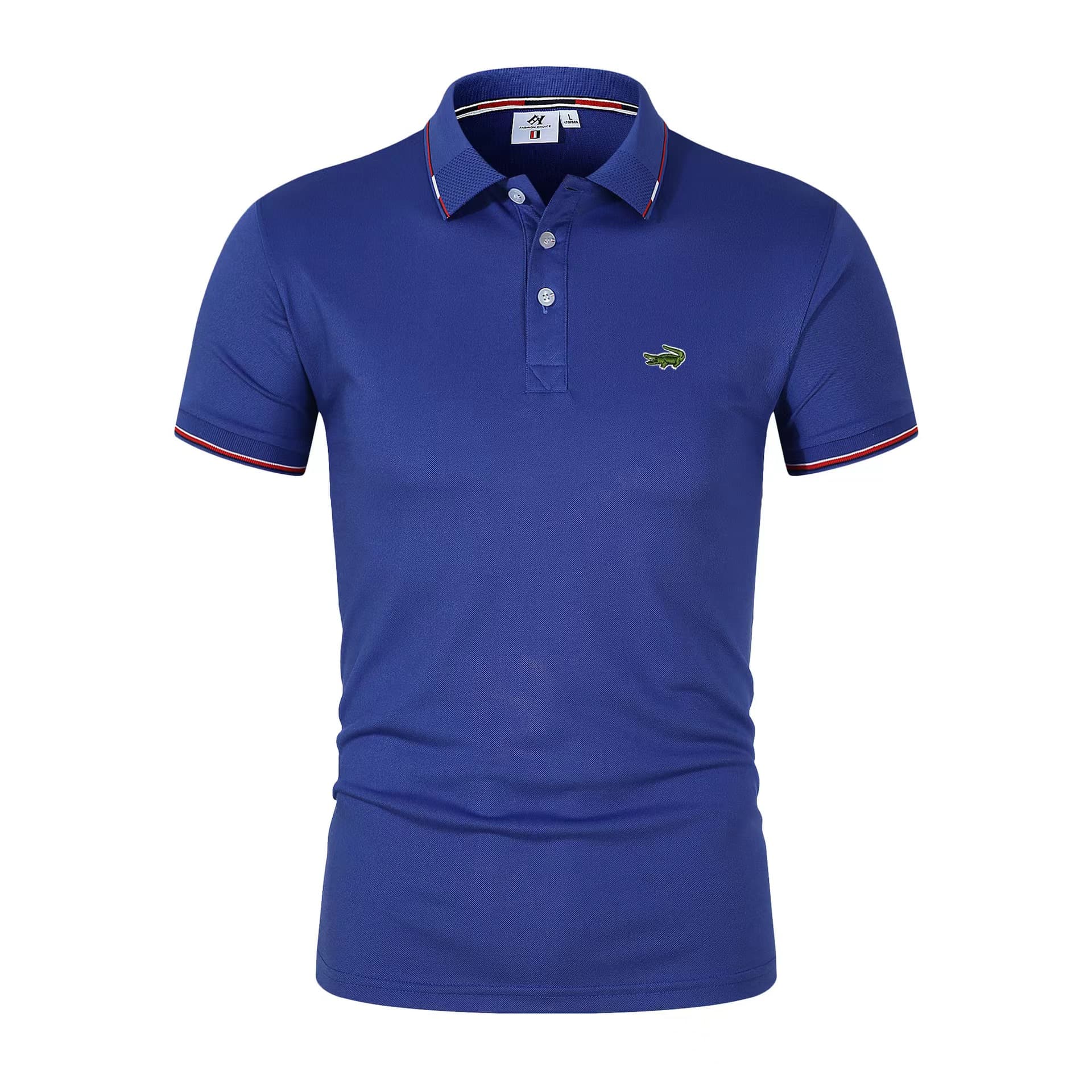 Polos homme en coton brodé, collection printemps-été, décontractés et respirants, à revers.