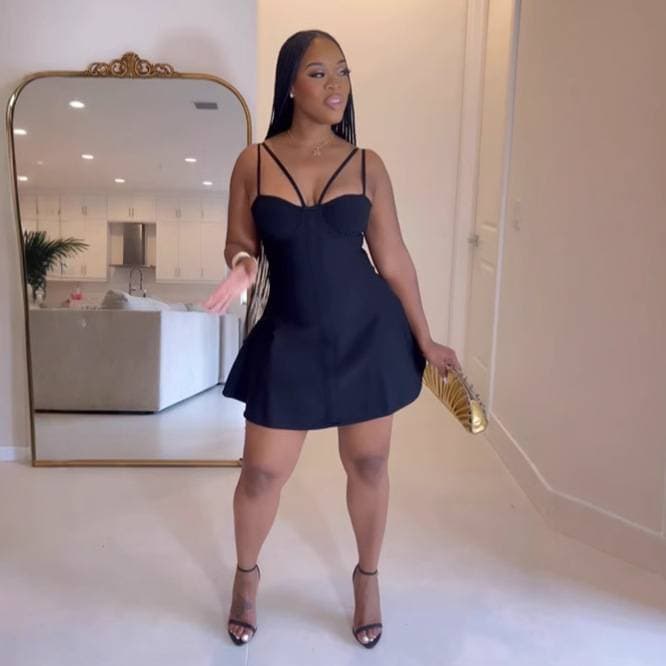 Women's Clothing Waist Stitching Flared Mini Dress