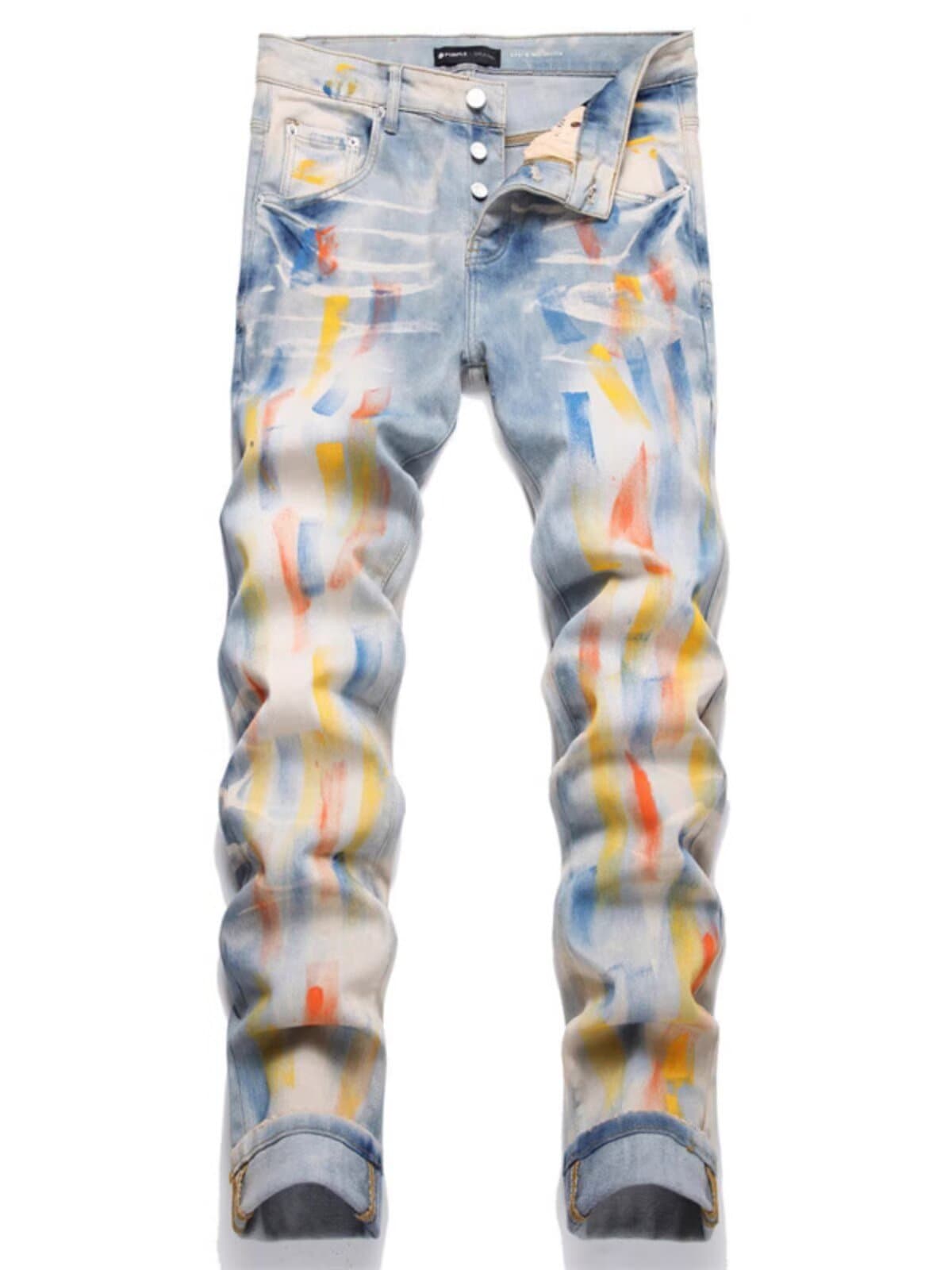 Jean slim pour homme avec écusson brodé, style décontracté et tendance, pantalon en coton déchiré