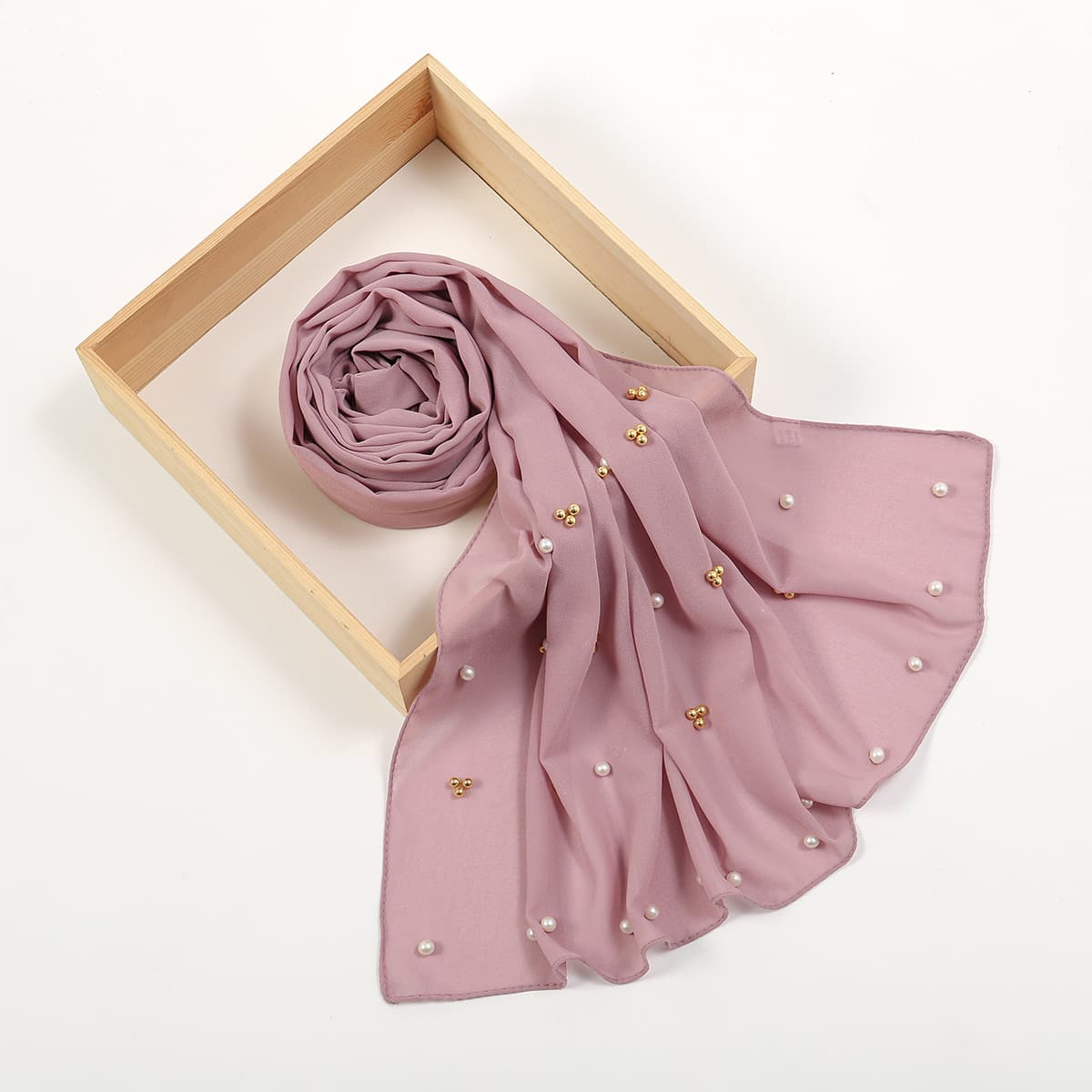 Women's Hats new style studded pearl chiffon scarf Malaysian turban chiffon hijab ladies scarf