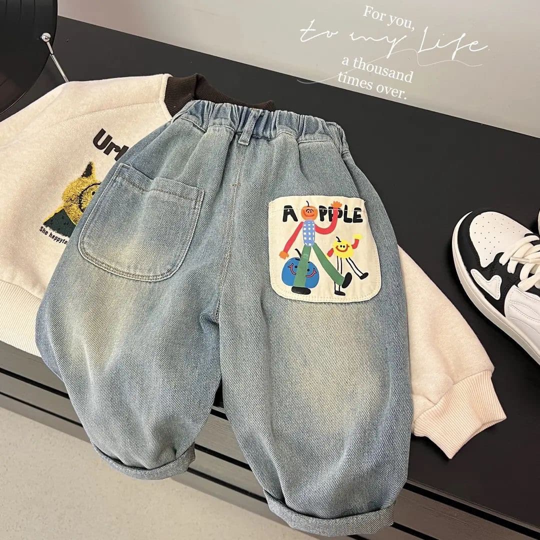 Kid's Clothing New Children's Jeans Spring And Autumn Children's Spring Stylish Outer Wear Love Baby Girl Spring Pants Printing