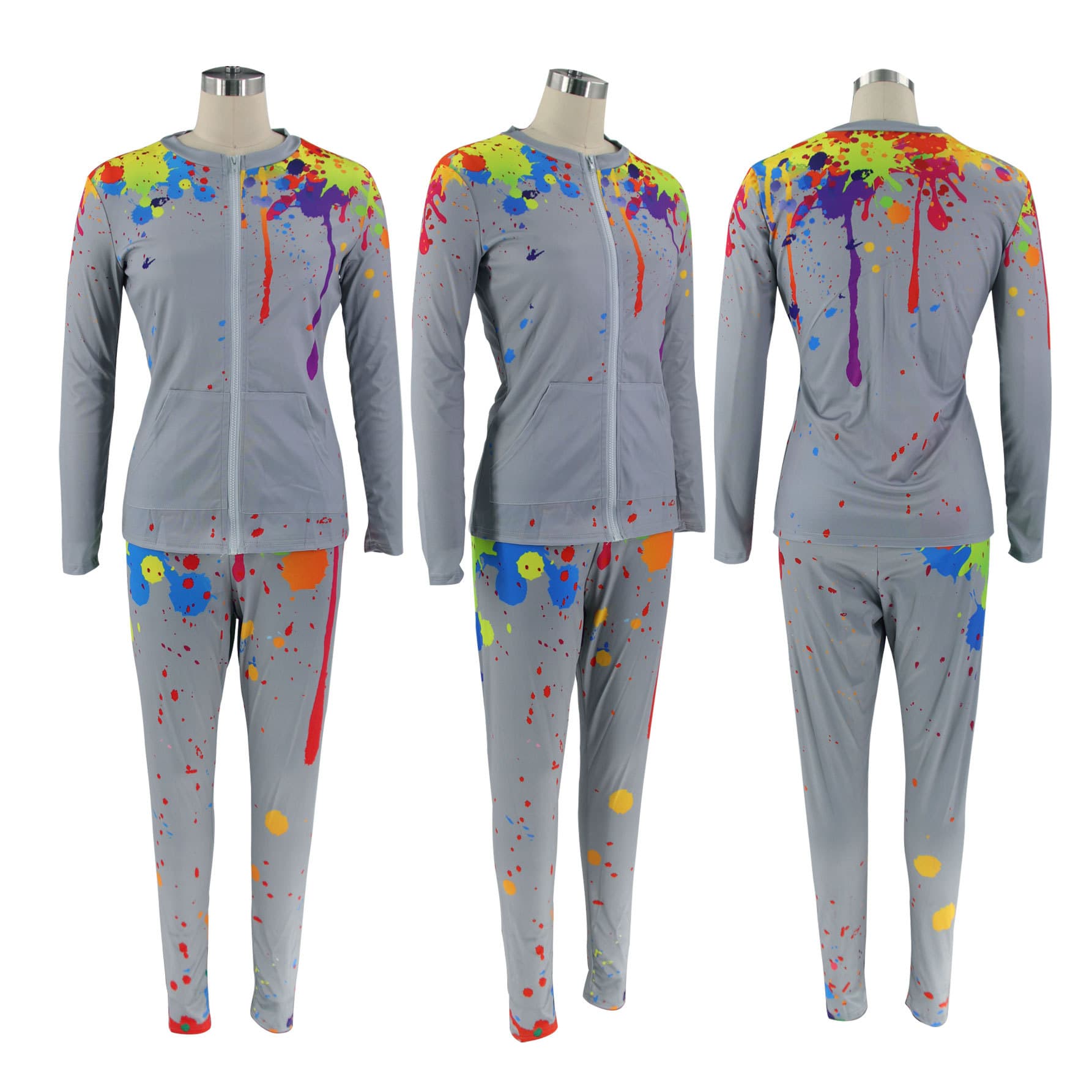 Women's Loose Two-Piece Set Casual Polyester Suit With Pockets Independent Station Inkjet Printed Spring/Autumn Winter Wear