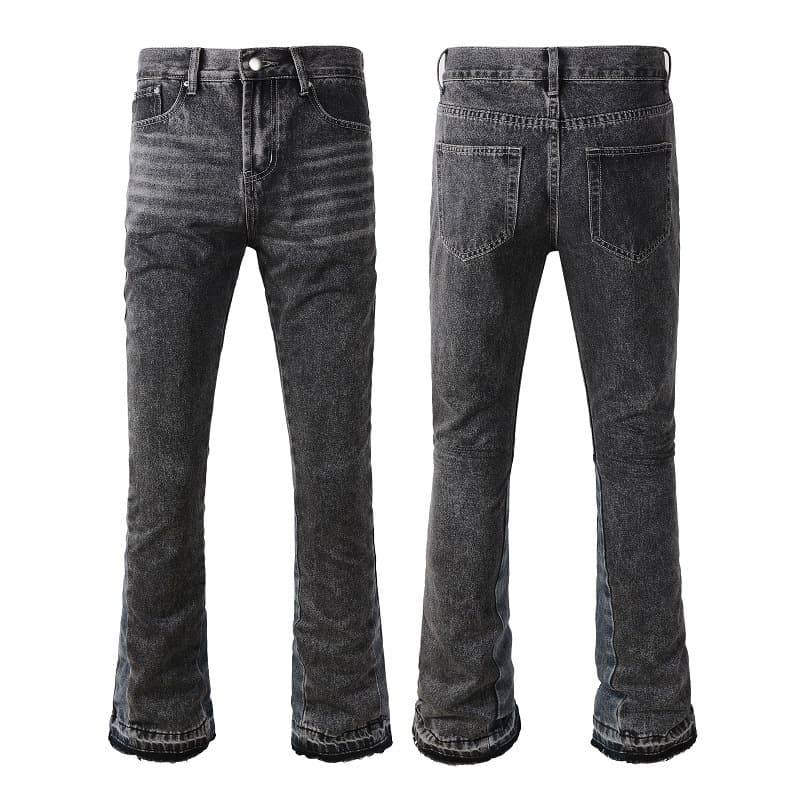 Men's Clothing gradient contrast color matching, whitening, flared washed jeans, flared jeans