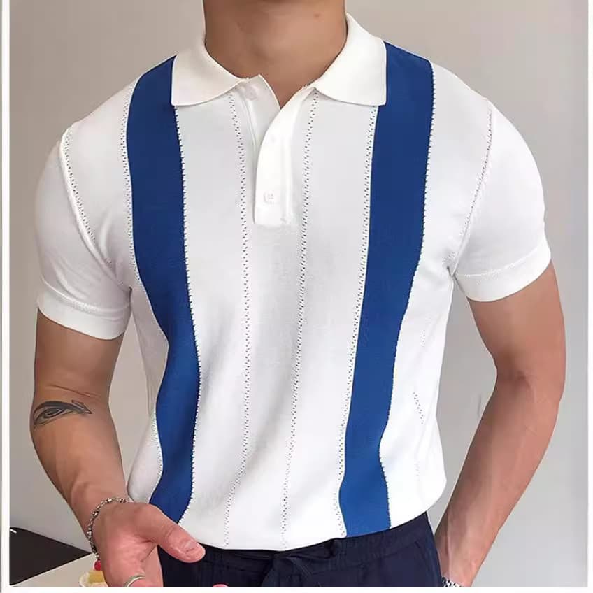 Men's Summer Casual Polo Shirt - Breathable Knit Short Sleeve Slim Fit T-Shirt For Business Casual & Daily Wear​