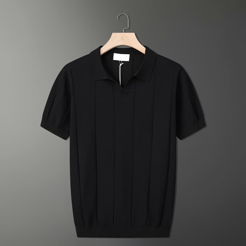 Men's Clothing Fashion Knitted T Shirt Summer Niche Breathable Short Sleeved Polo Shirt Loose Half Sleeved Top