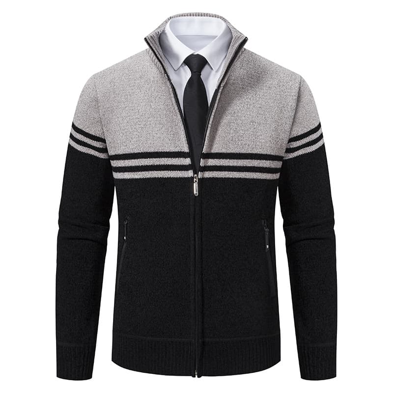 Men's Clothing Stand Up Collar Sweater Jacket Fashion Men's Casual Loose Color Matching Sweater