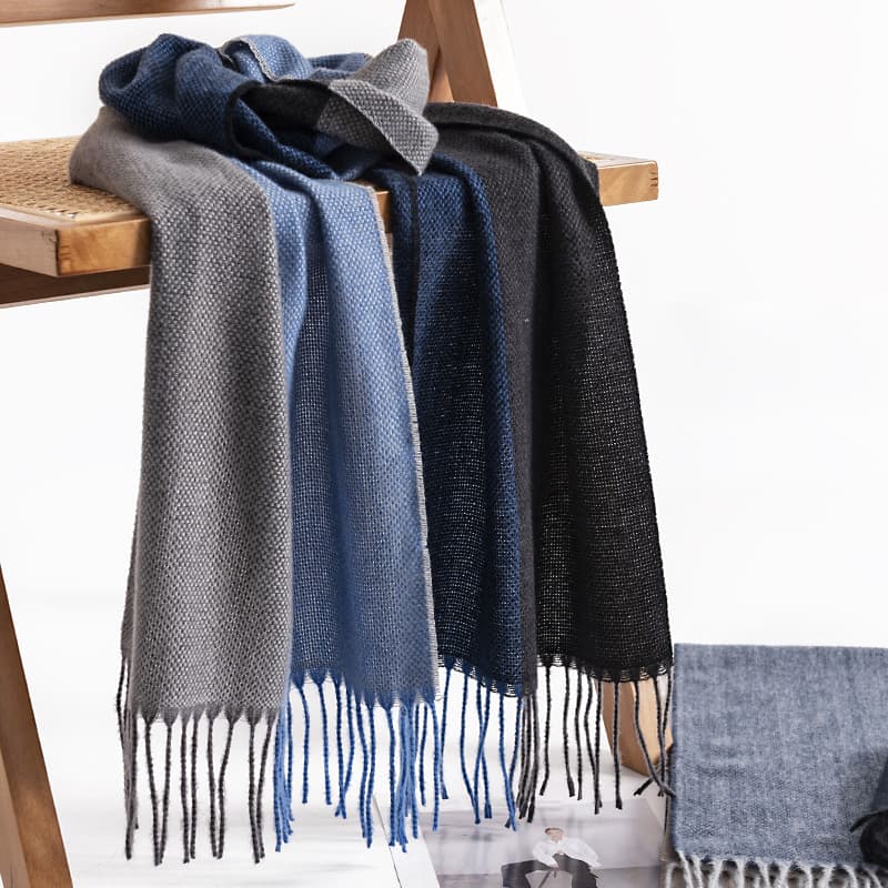 Plaid Color Blocked Men's Scarf For Winter Fashion Commuting Neck Protection High-end Feeling Warm And Extended Shawl