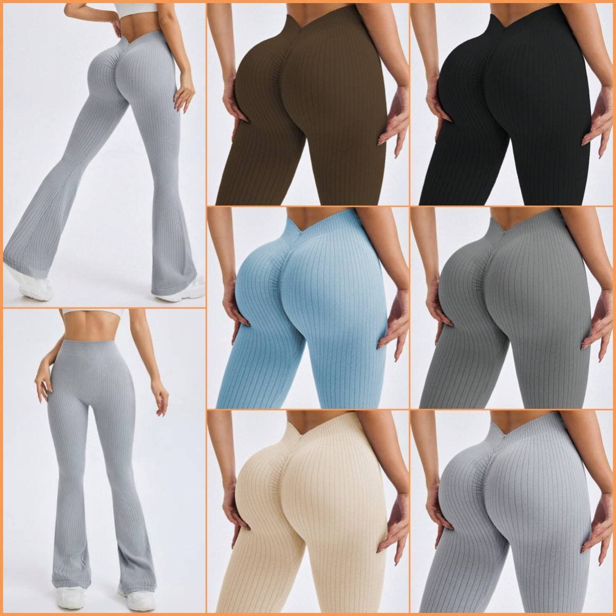 Women's Clothing 6 Colors Seamless V Waist Threaded Flared Pants Yoga Pants Wide Leg Pants Fitness Pants Sports Trousers Female Leggings