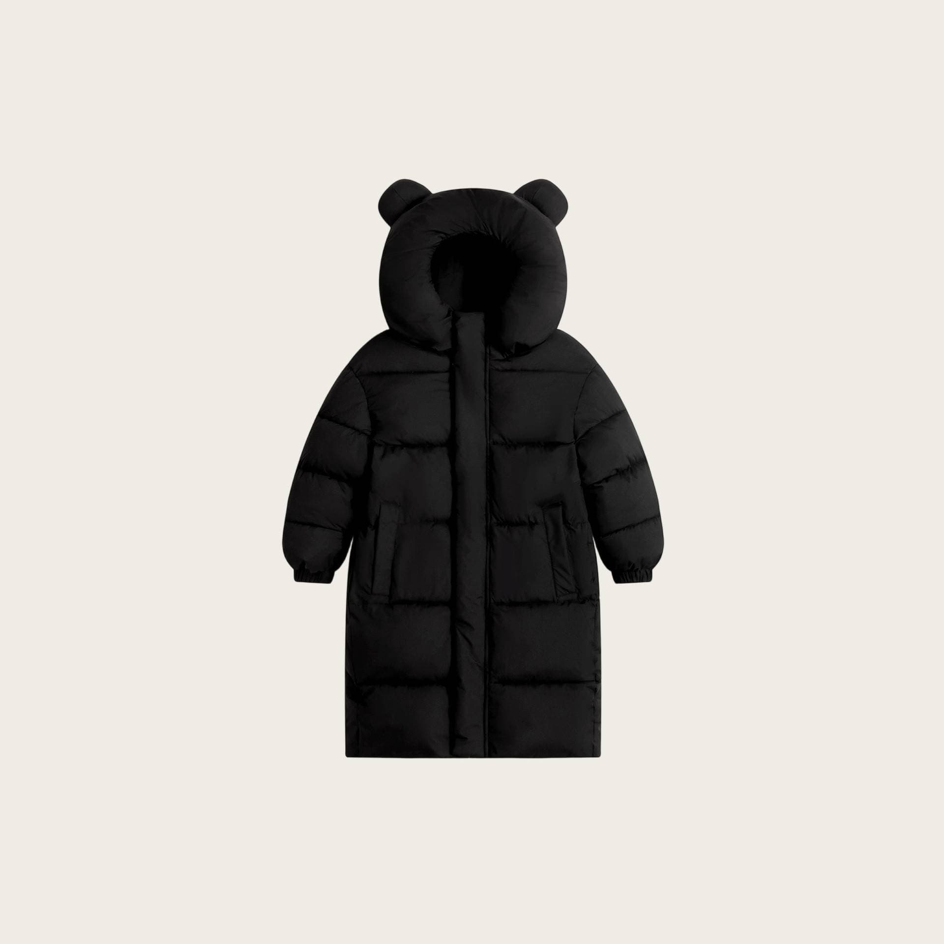 Warm Kids Winter Jacket With Hood - Long Cozy Polyester Padded Coat For Boys & Girls (100-150cm, Black)​