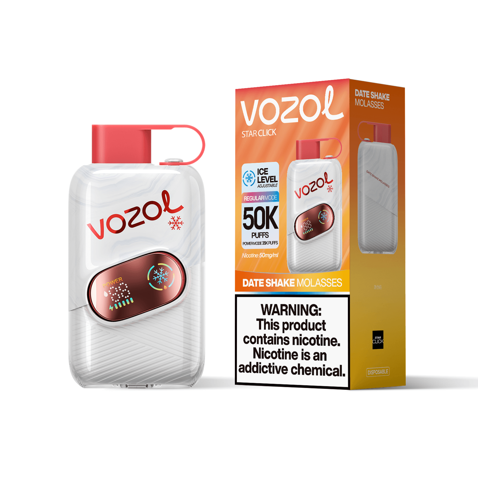 Entrepôt UE 1 PCS Vozol Star Click 50000 Bouffées 50k Vape Jetable avec Écran Bildschirm Vape Boisson Énergisante Longue Durée