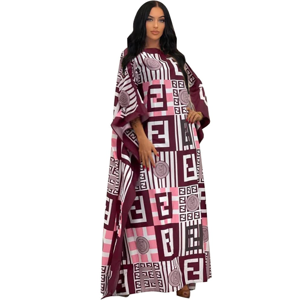 Robe ample imprimée à col rond pour femme