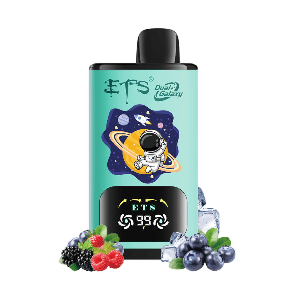 ETS Dual Galaxy 30000 bouffées Vape jetable 2 en 1, saveurs fruitées interchangeables, cigarette électronique rechargeable avec affichage numériq