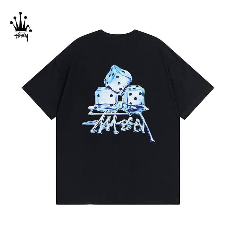 Stussy Ice Cube Dice Logo Printed Pure Cotton Short Sleeved T-shirt