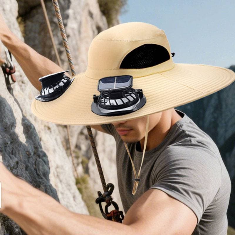 Solar Powered Sunshade Fan Hat For Men, Summer Outdoor Hiking And Fishing Hat, Breathable Quick Drying Sun Protection Hat
