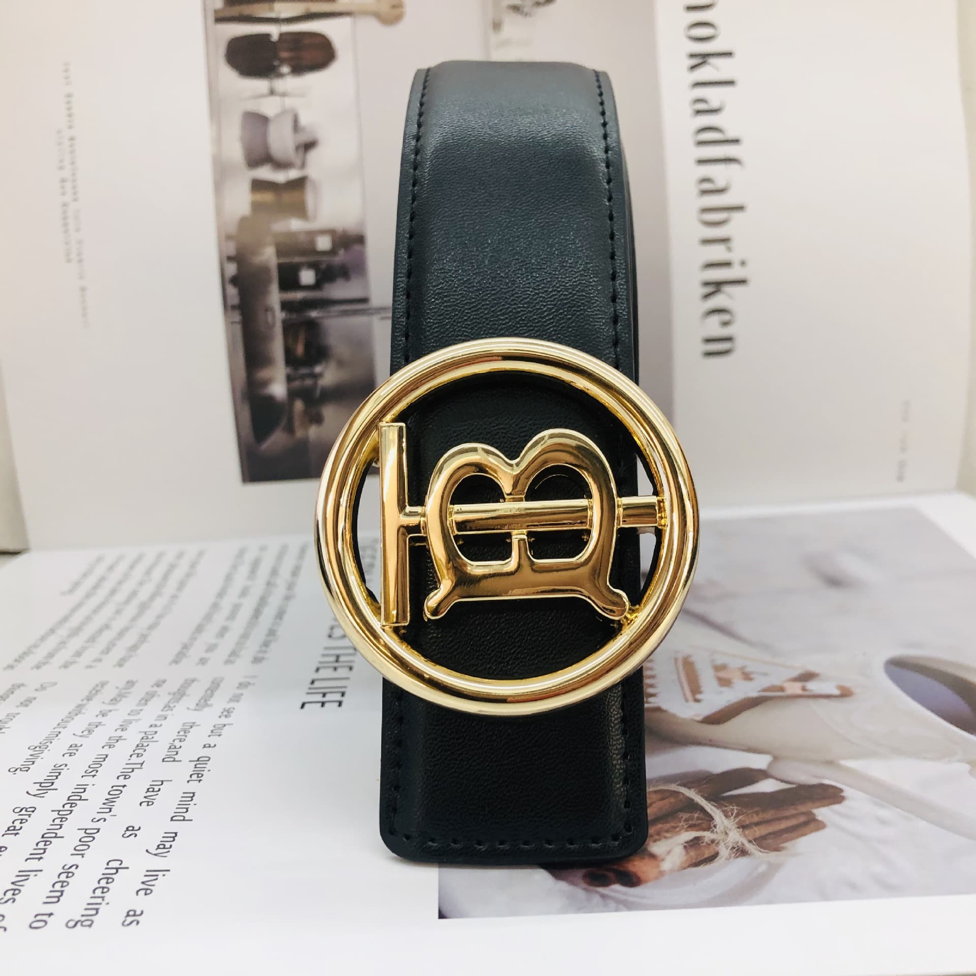 Ceinture classique pour hommes et femmes, avec boucle lisse en cuir de vache TB à double face en relief, ceinture décontractée et polyvalente