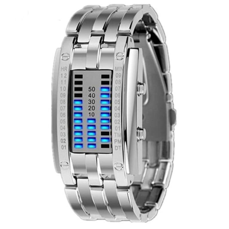 TADA1104 men's personalized wrist watch double row light led waterproof watch stainless steel electronic watch