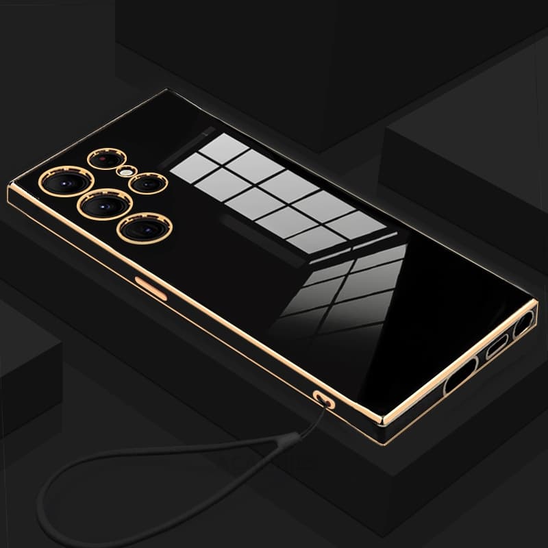 S 25 24 23 22 Luxury Plating Lanyard Silicone Case For Samsung Galaxy S25 S24 S23 S22 S21 S20 Fe Plus Ultra Back Cover Note 20