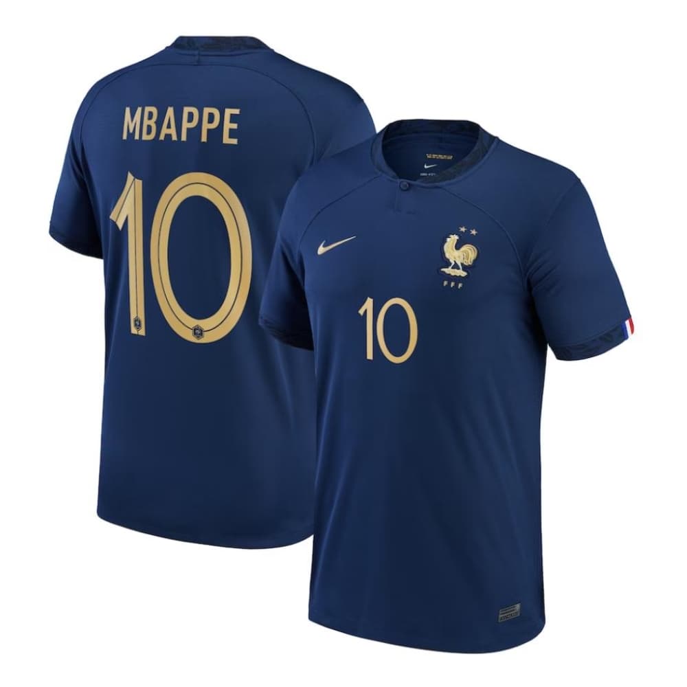 2022 France Kylian Mbappé 10 Home Stadium Shirt Jerseys
